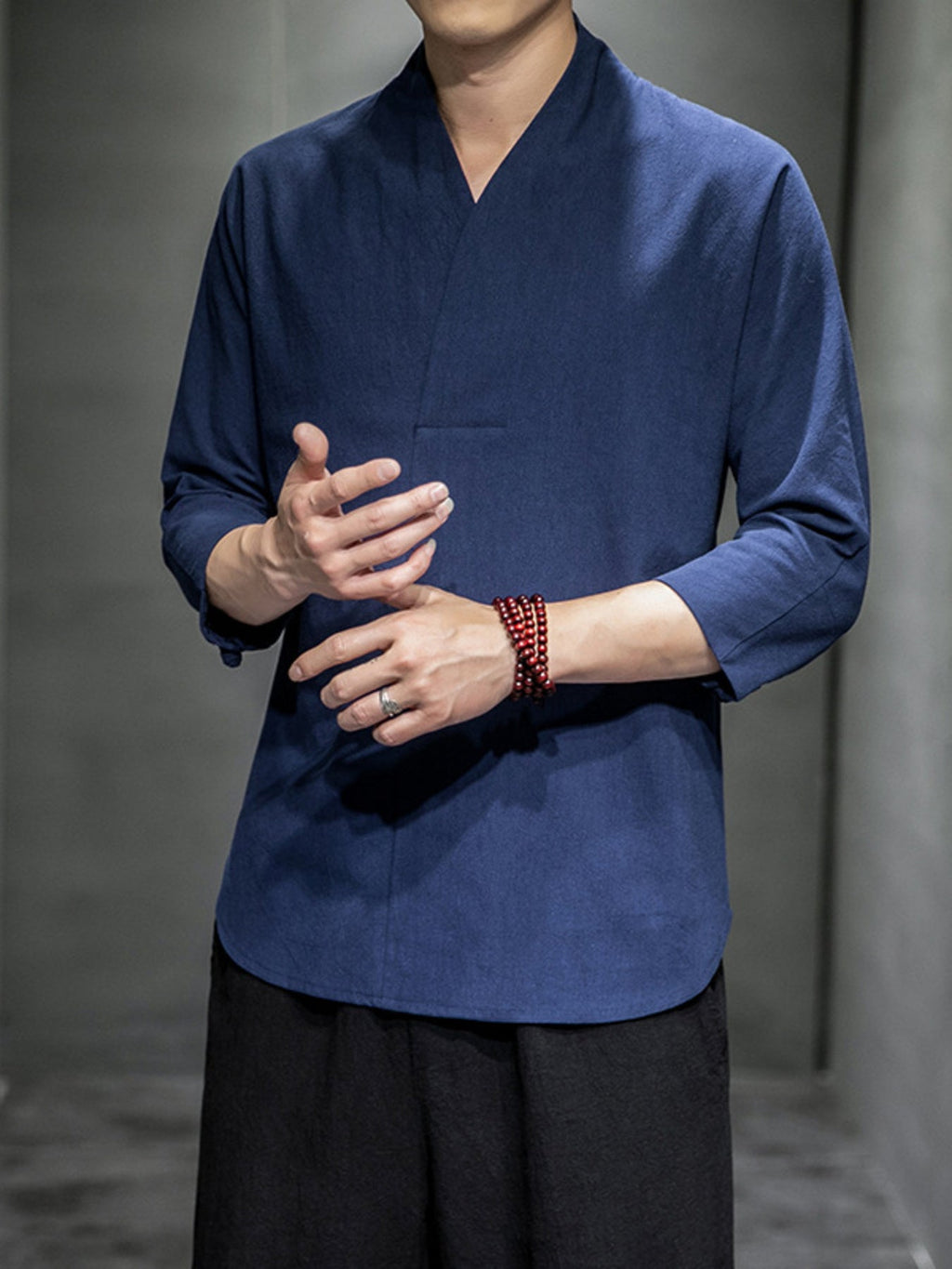 Men's Plus Size Loose Fit 3/4 Sleeve Shirt