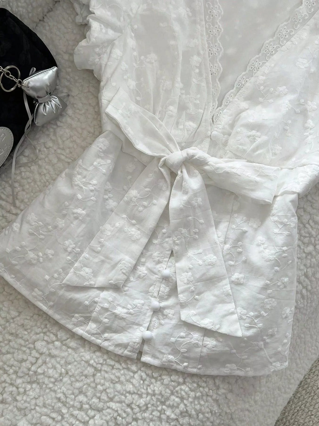 Lace Detail Bow Front Blouse
