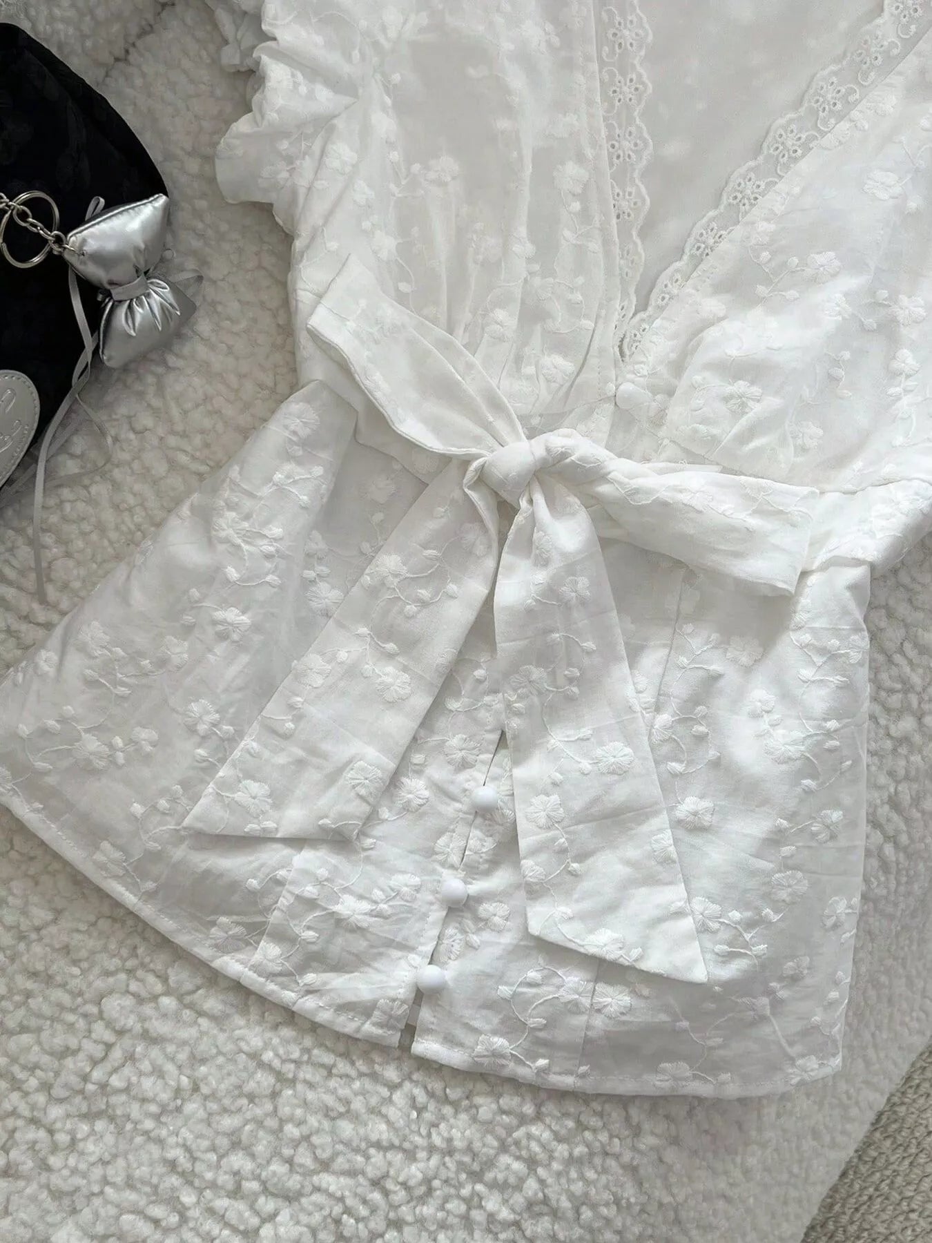 Lace Detail Bow Front Blouse