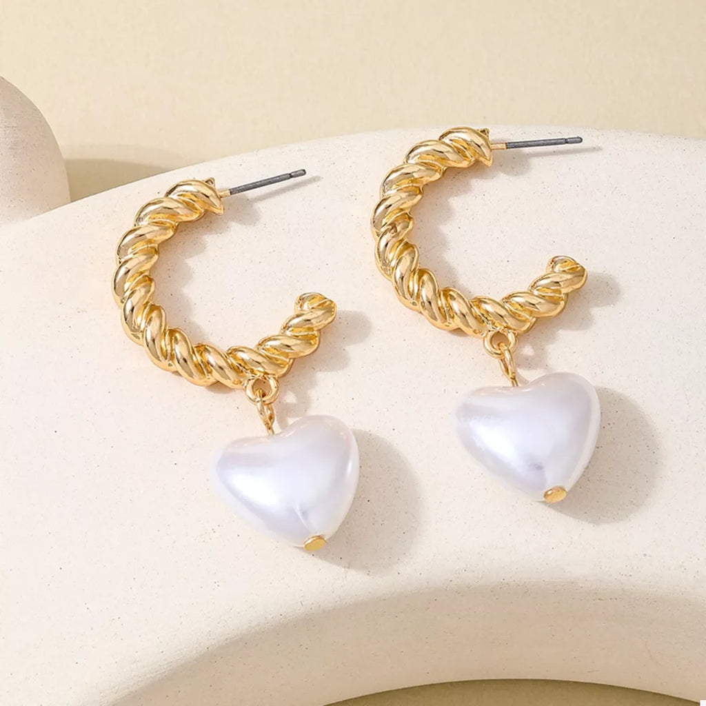 18K Gold-Plated C-Hoop Heart Earrings