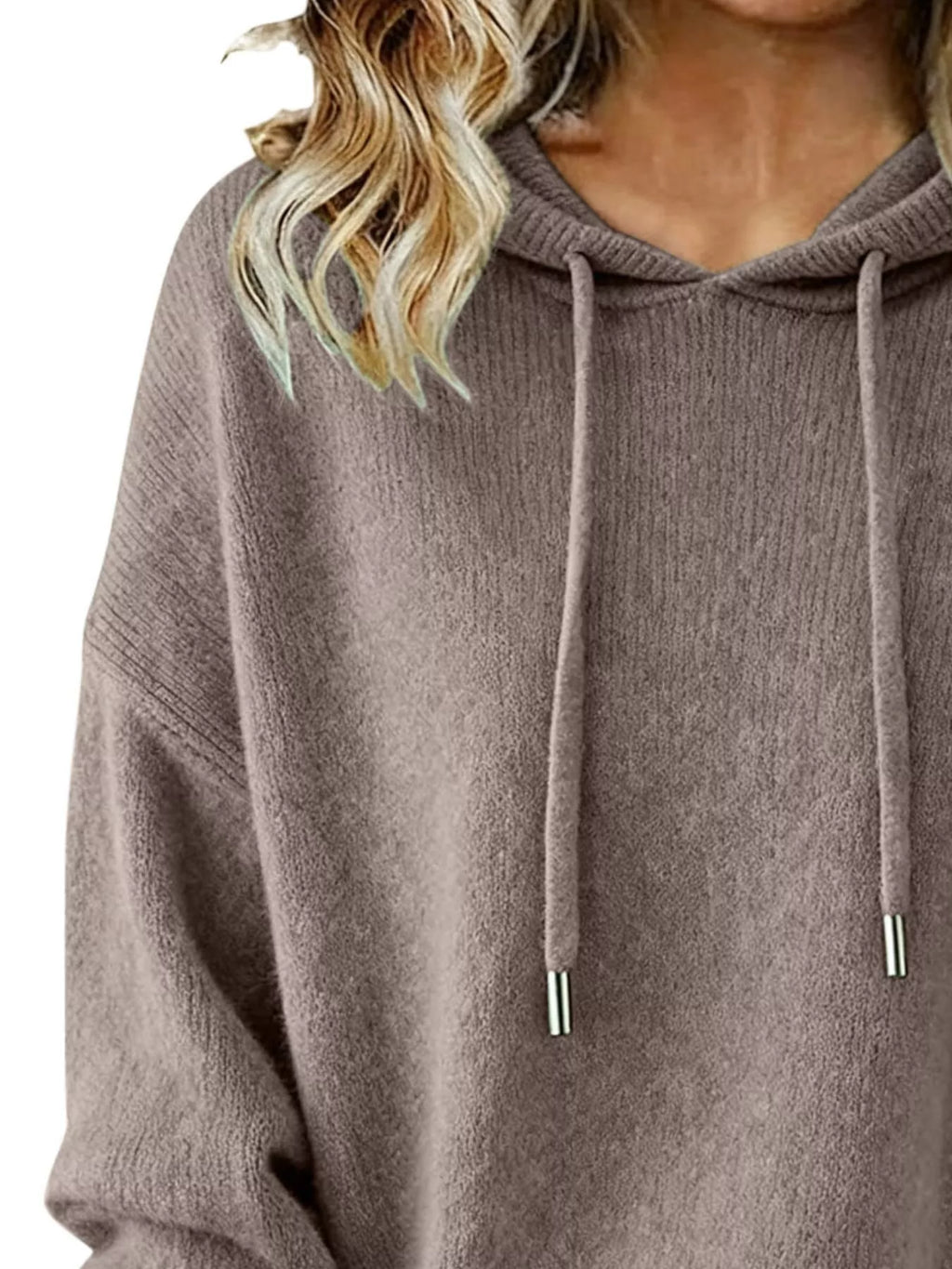 Drawstring Long Sleeve Hooded Sweater