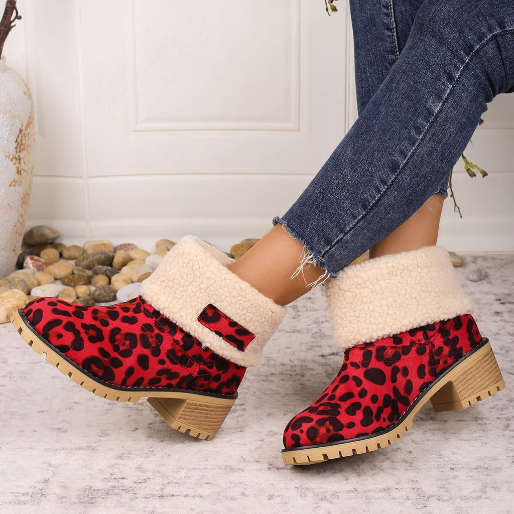 Leopard Print Plush Lined Boots