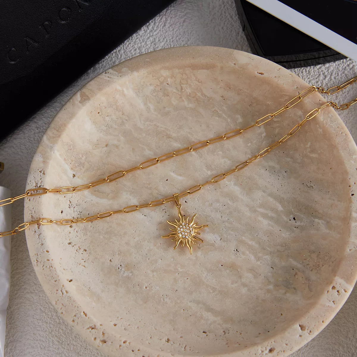 18K Gold-Plated Double Layered Pendant Necklace