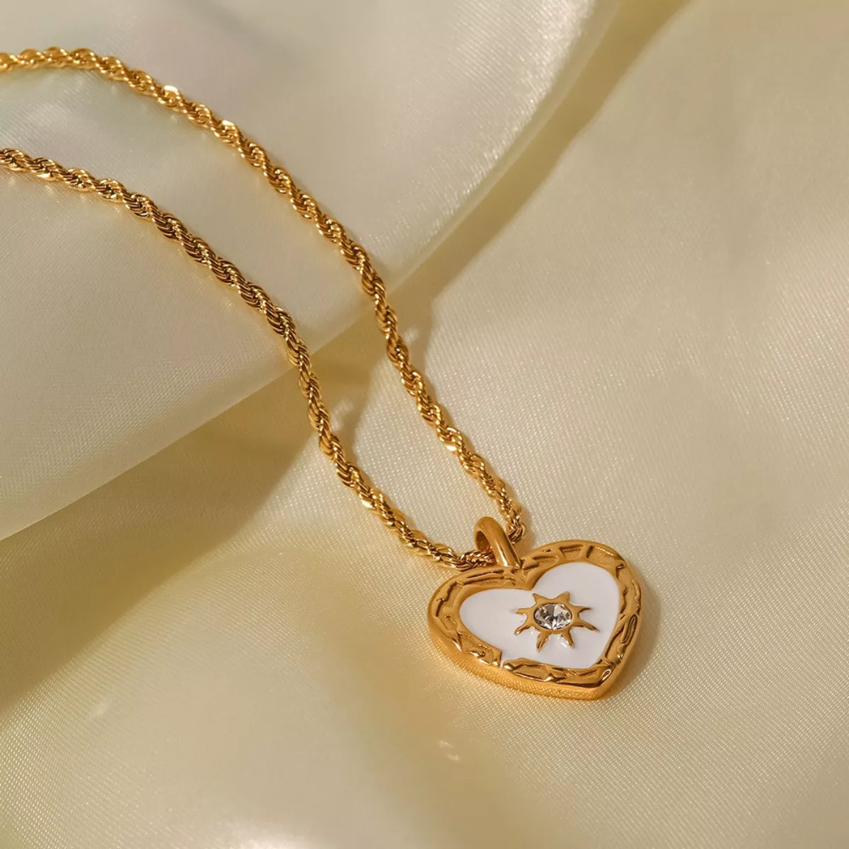 18K Gold-Plated Zircon Heart Necklace