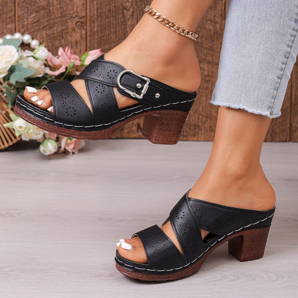 Open Toe Block Heels Sandals