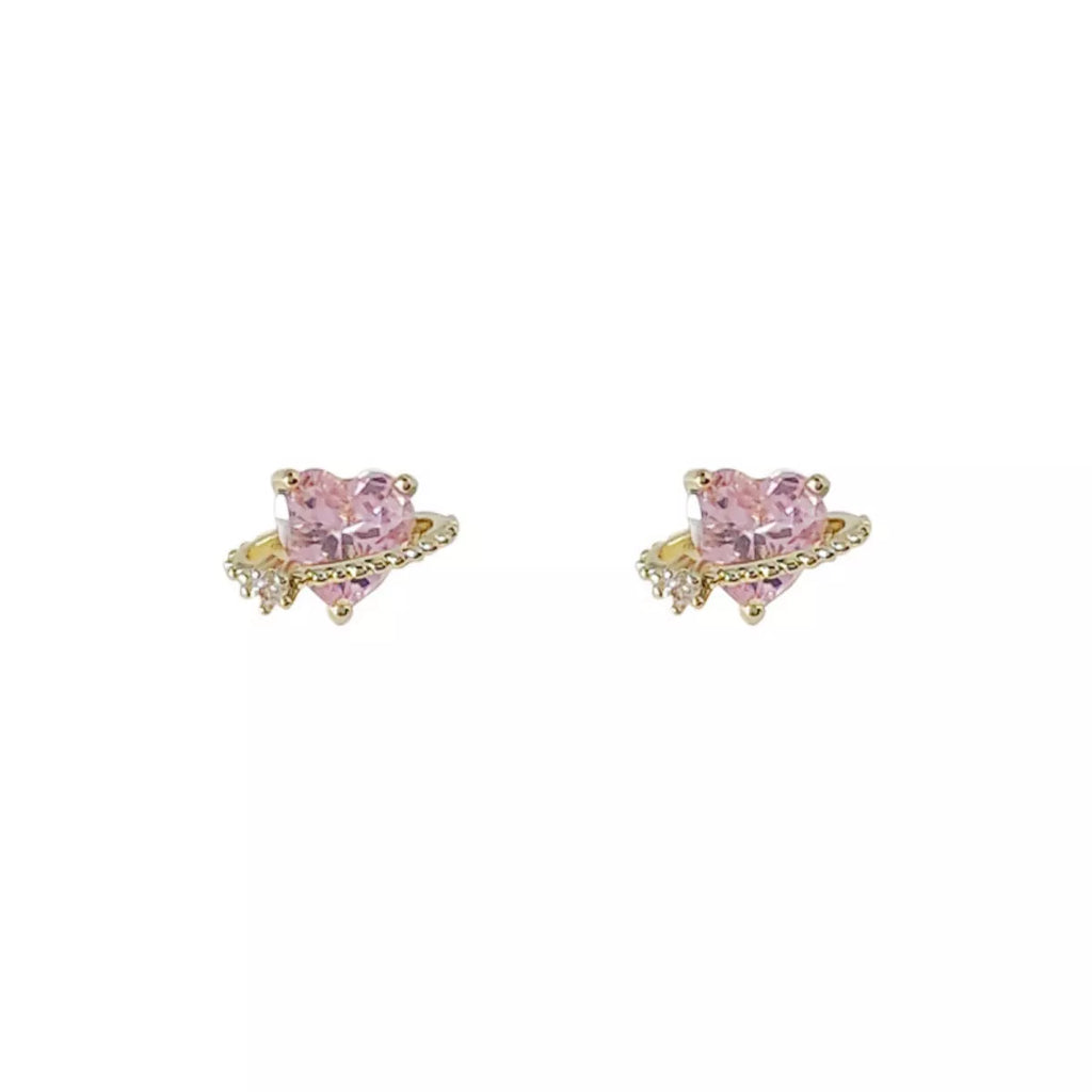 Heart Planet Stud Earrings