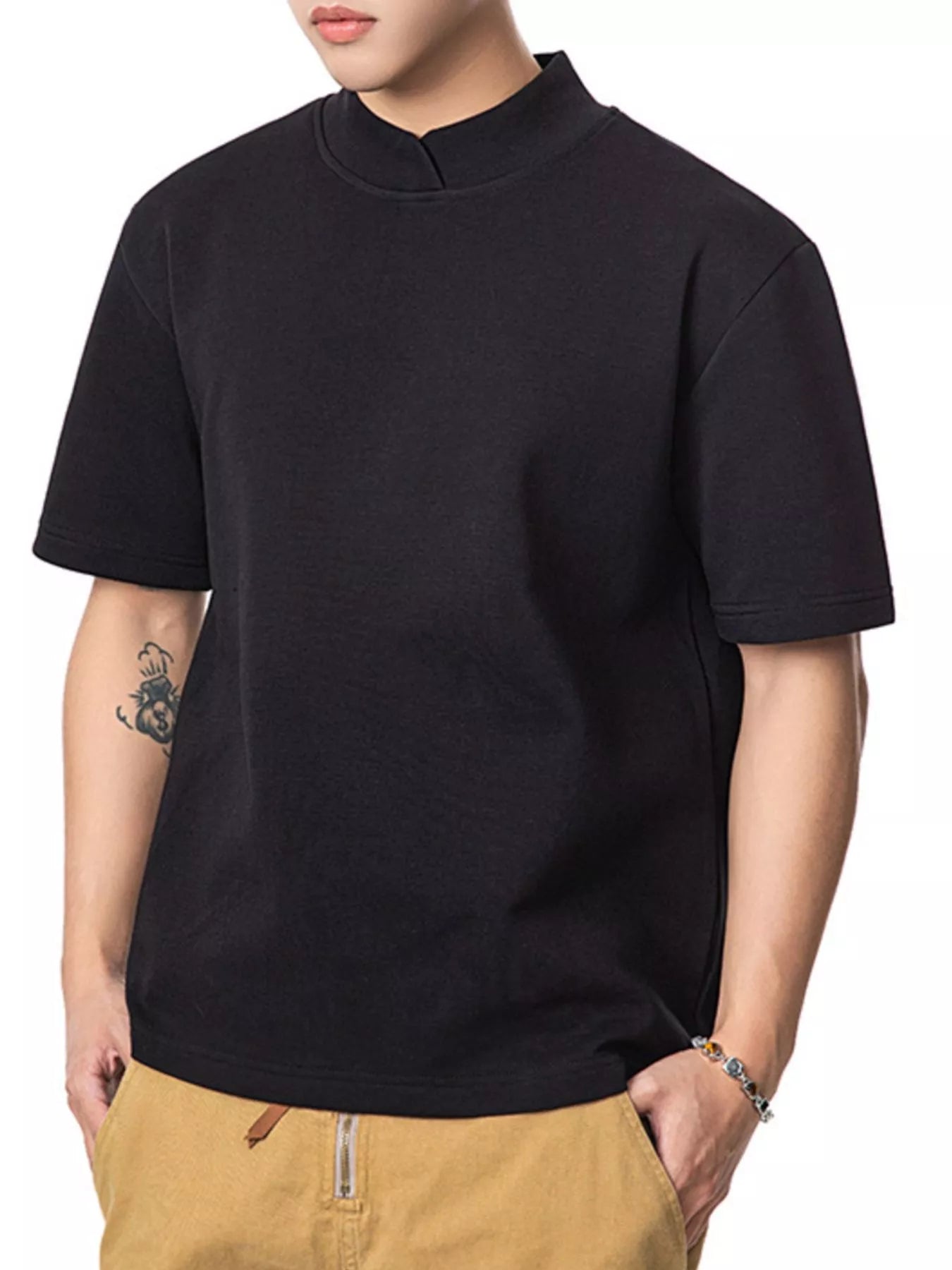 Men's Mock Neck Short Sleeve Casual T-Shirt