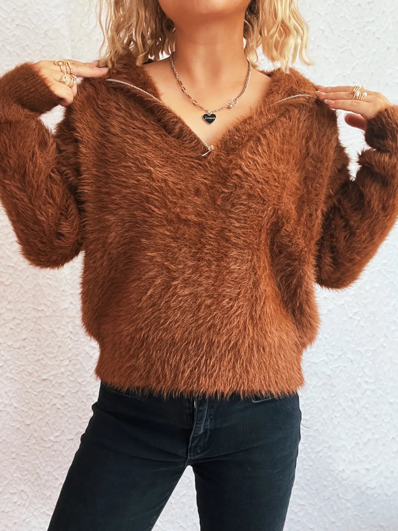 Cozy Fuzzy Half-Zip Sweater