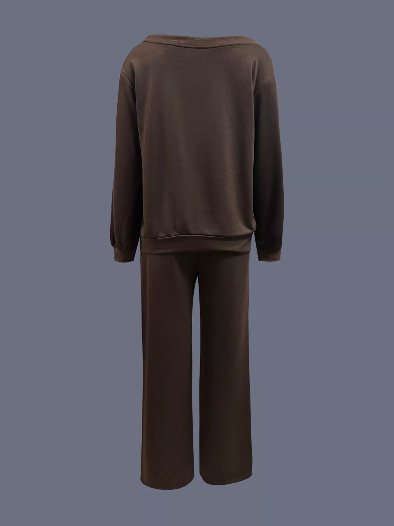 Boat Neck Long Sleeve Sweatshirt and Pants Set