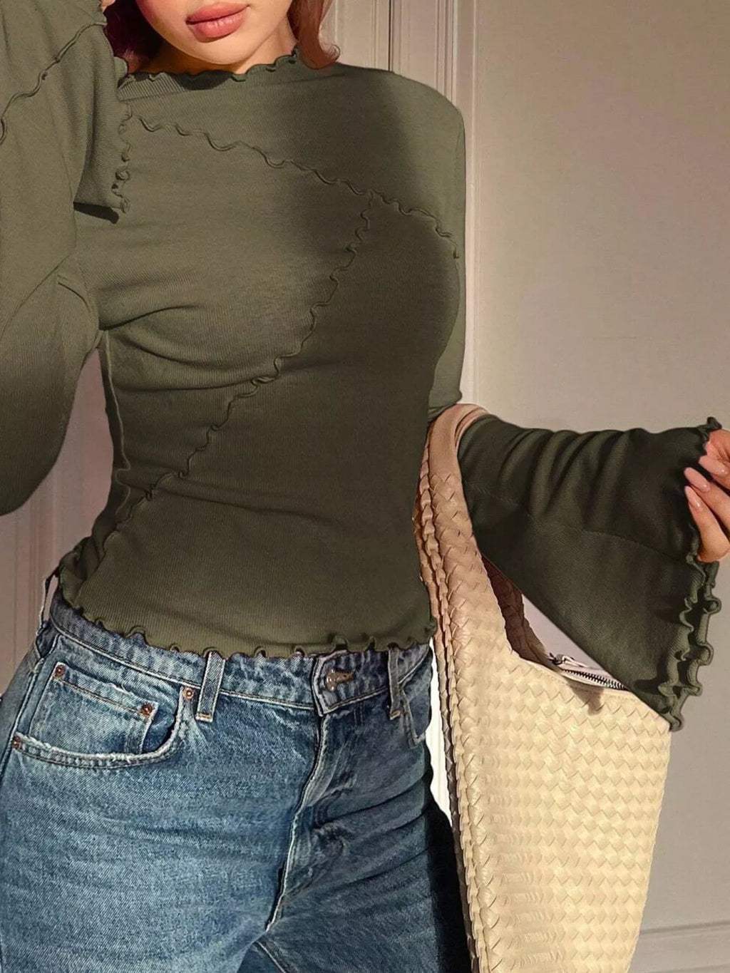 Lettuce Edge Flare Sleeve Top