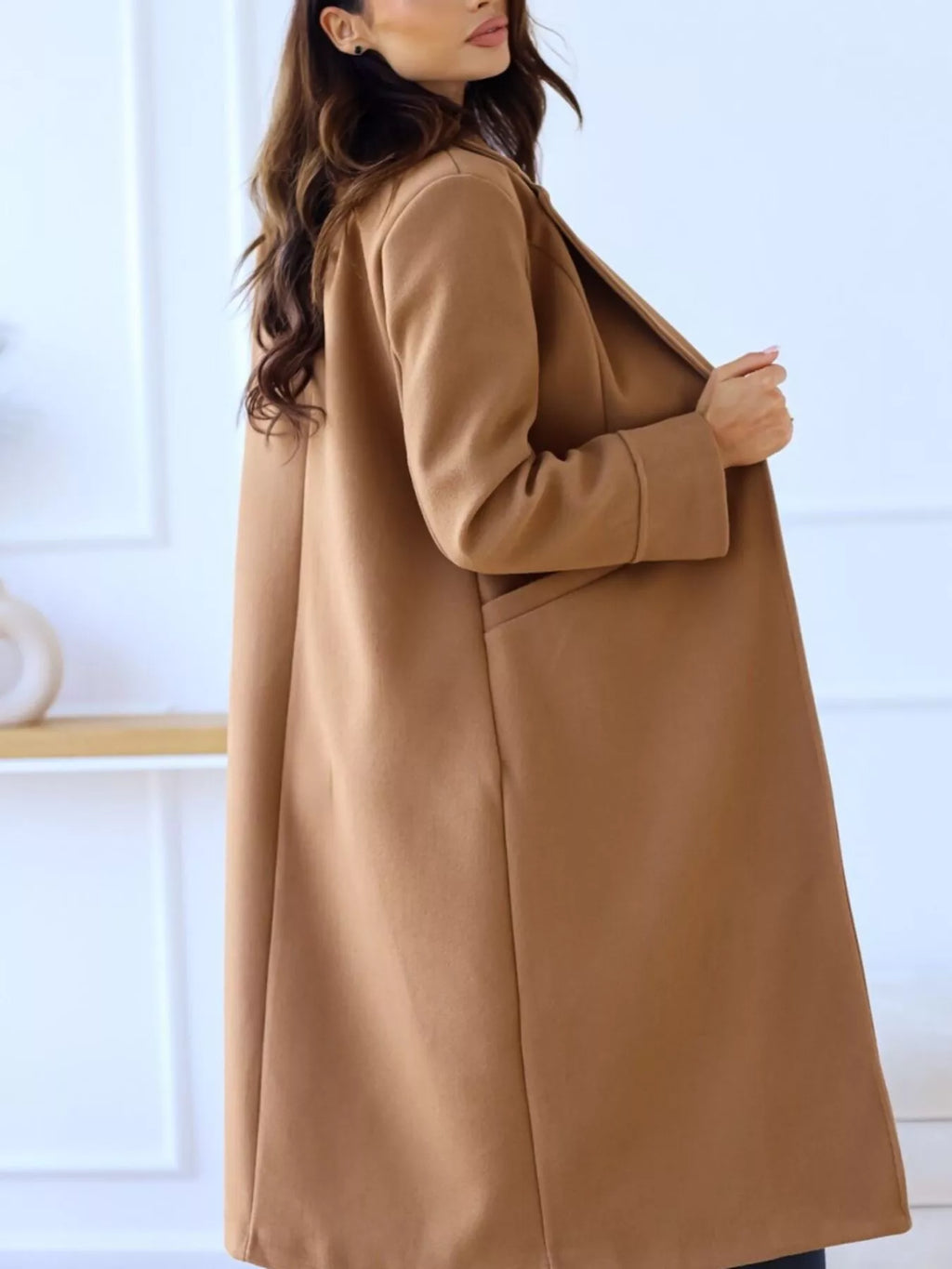 Lapel Collar Wool Blend Overcoat