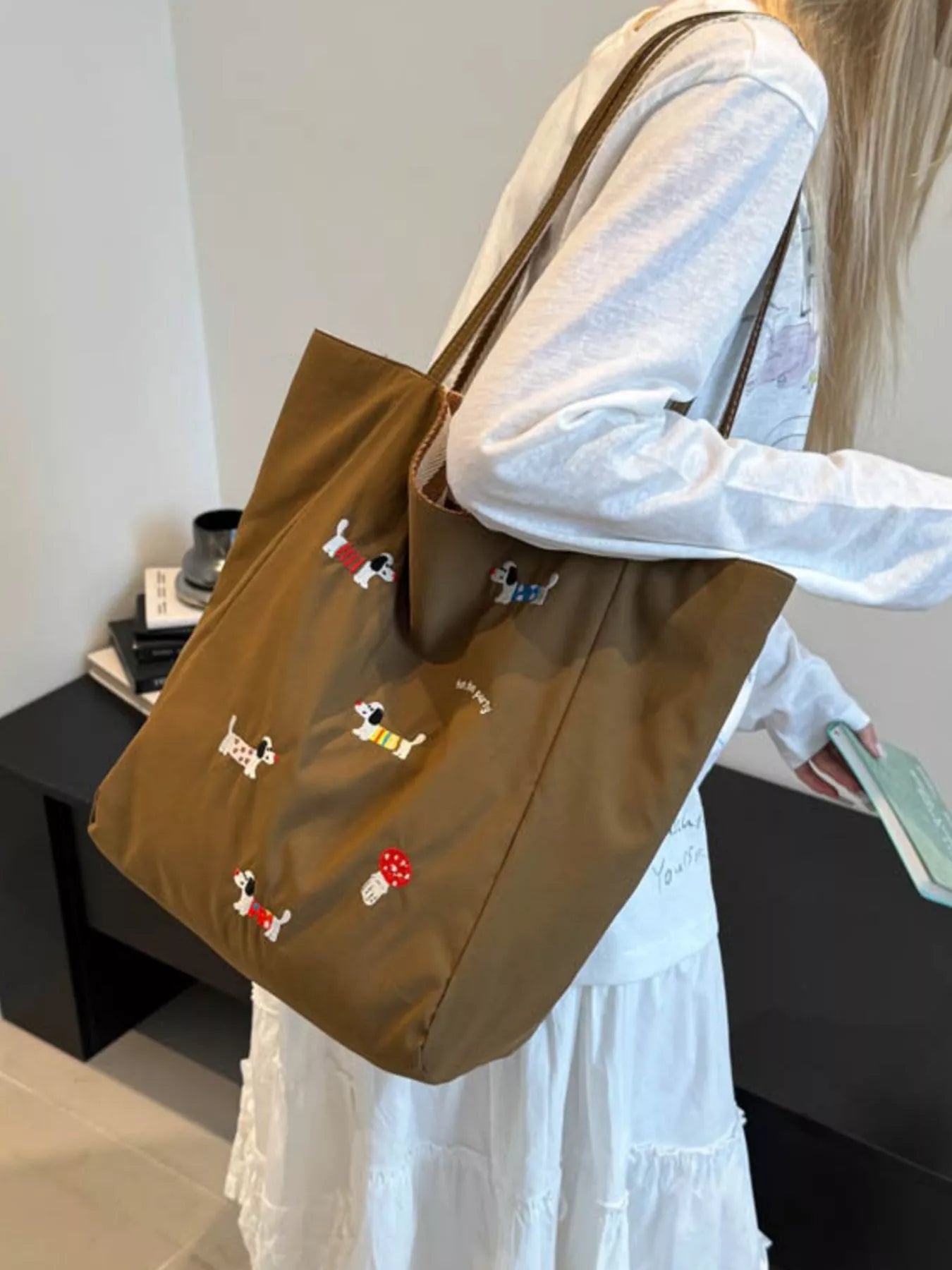 Embroidered Dachshund Shoulder Bag