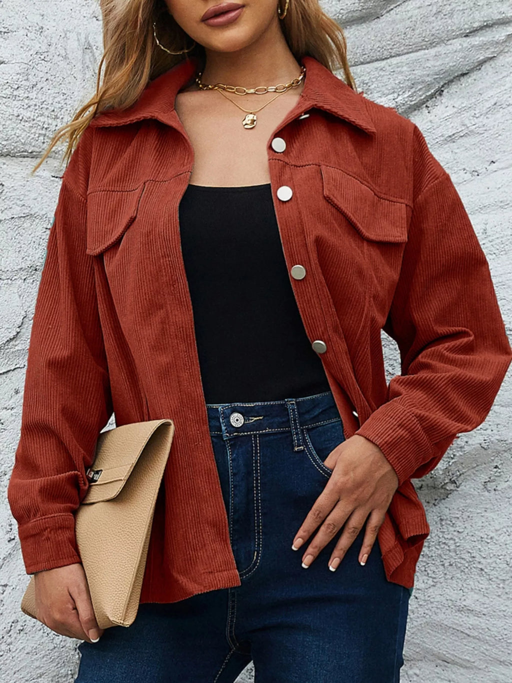 Corduroy Button-Down Shacket