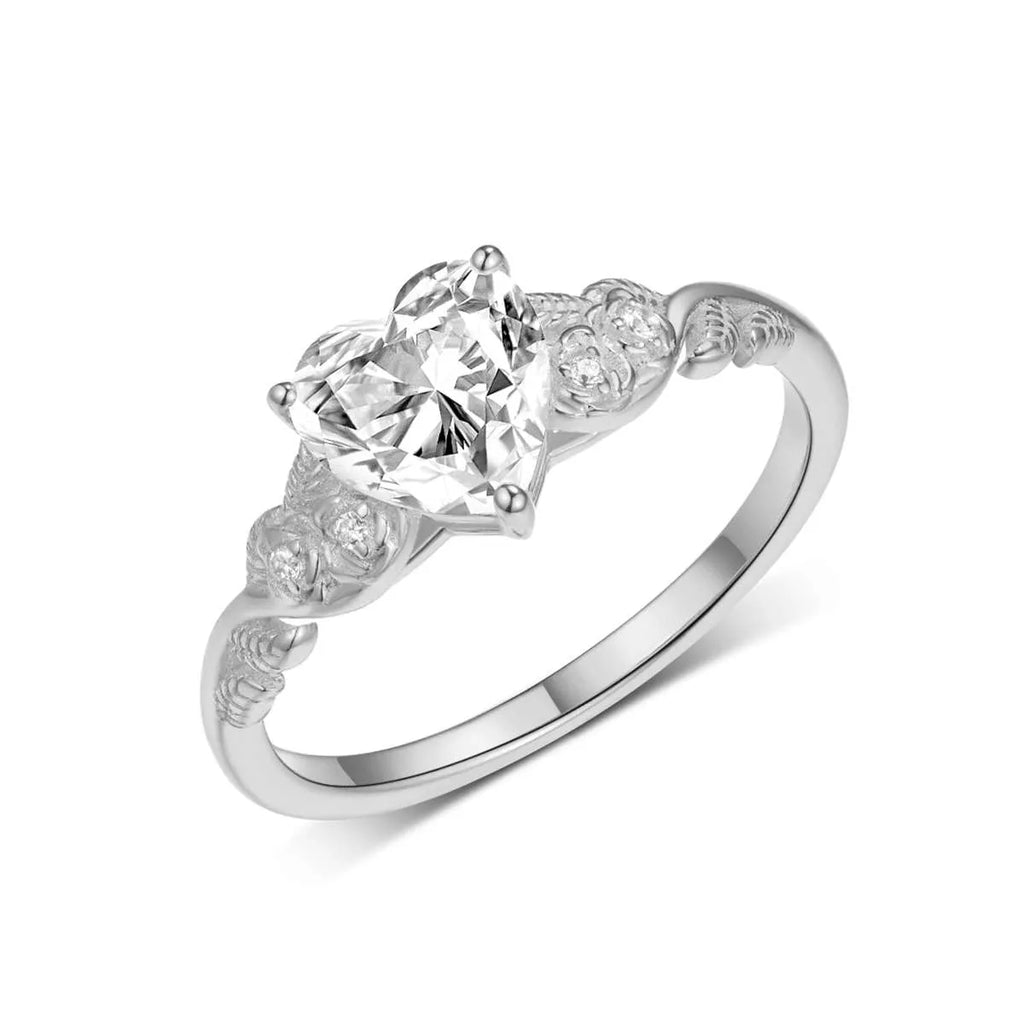 1.5 Carat Moissanite 925 Sterling Silver Heart Ring