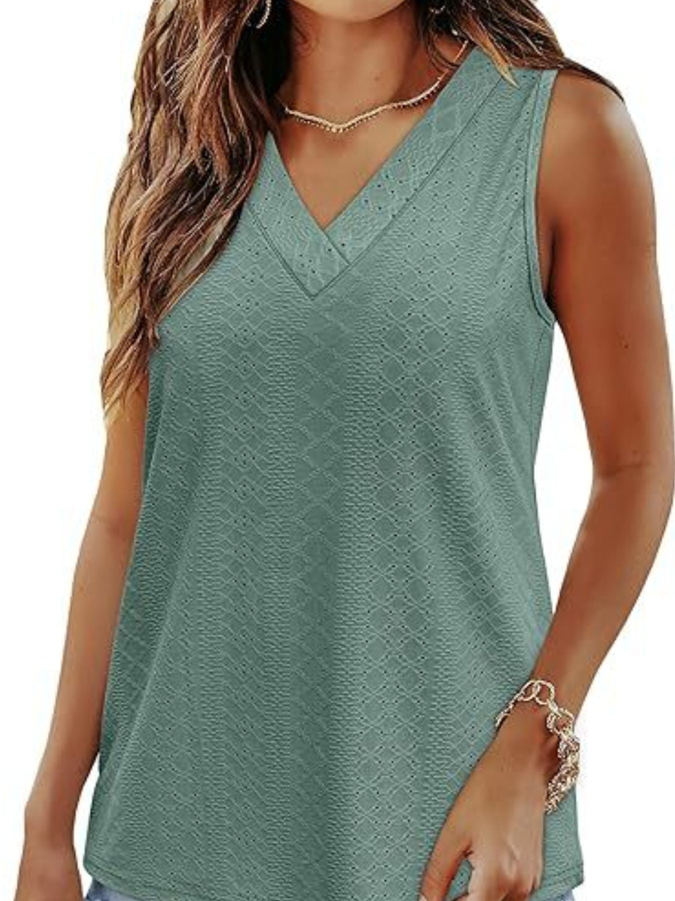 Eyelet V-Neck Tank