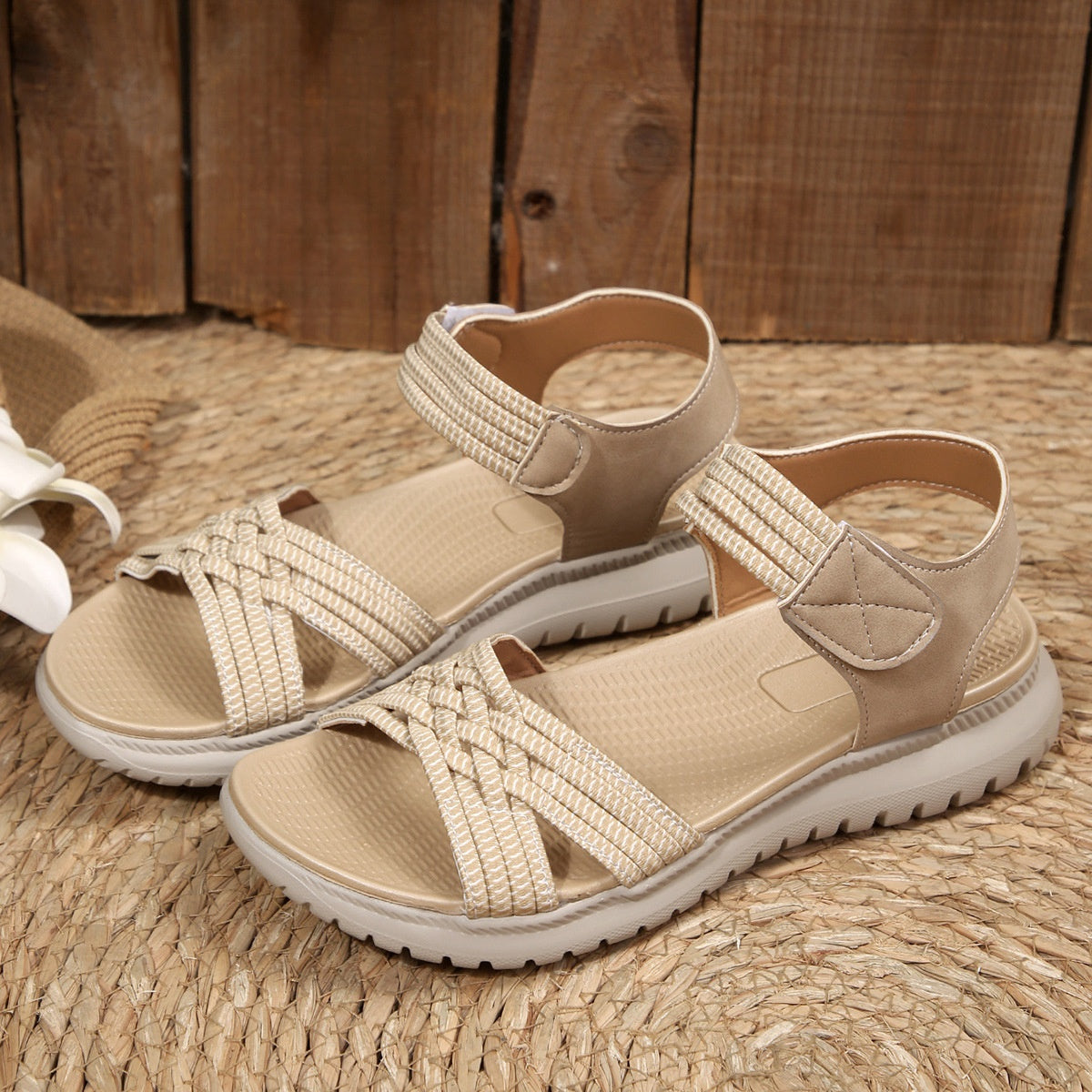 Open Toe Woven Strap Sandals