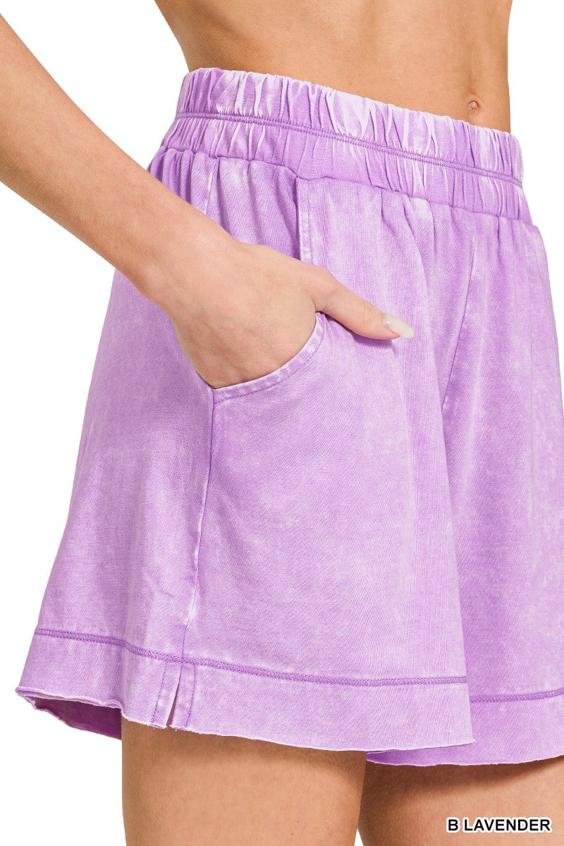 Zenana Acid Washed Oversized Top & Shorts Set