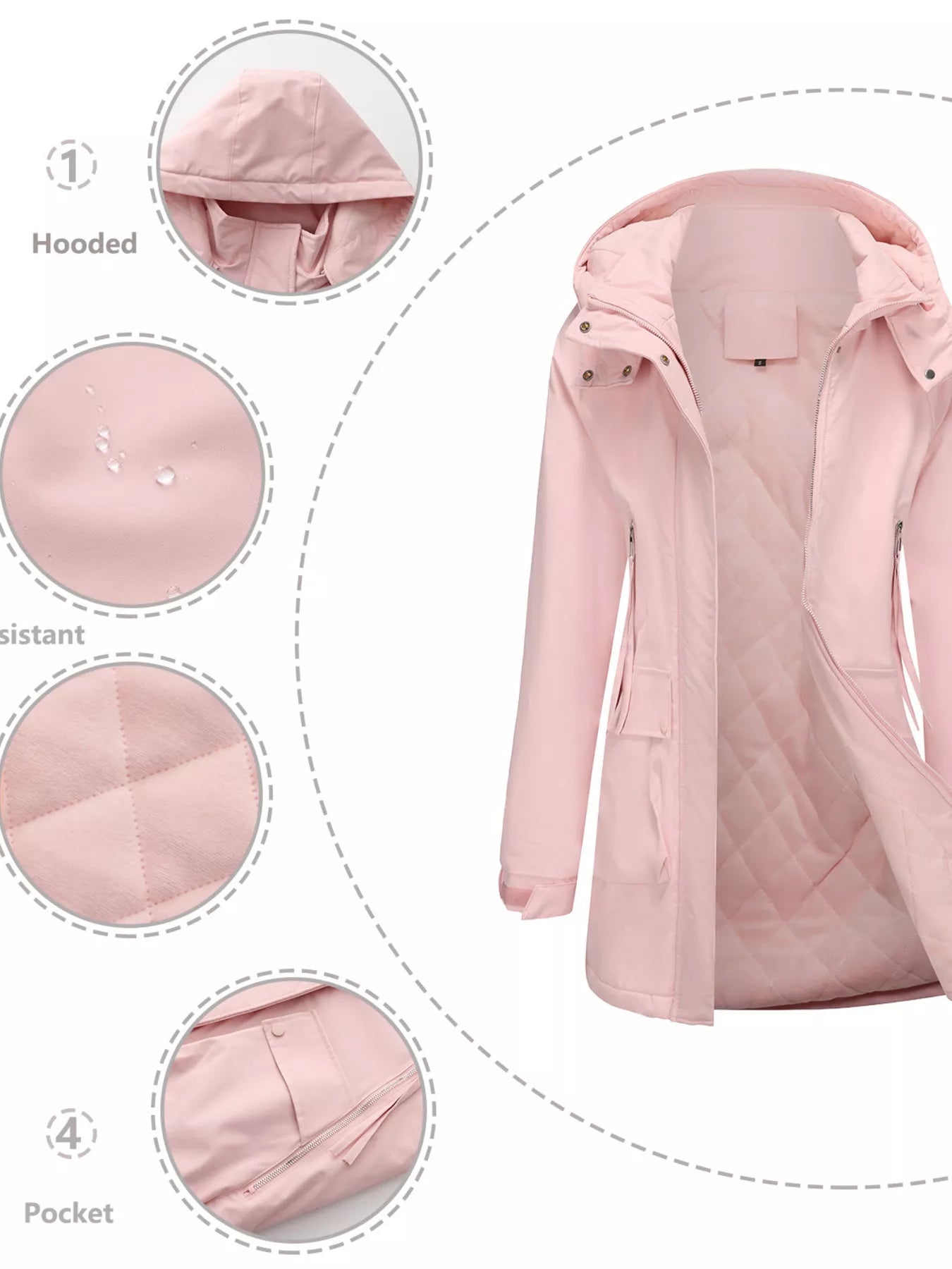 Full Size Zip Up Hooded Parka Outerwear Plus Size