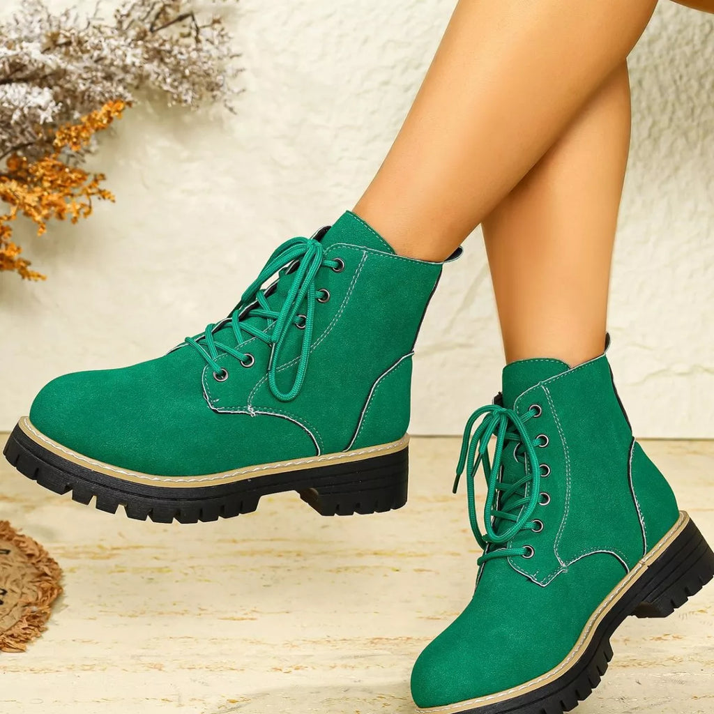 Round Toe Lace Up Boots