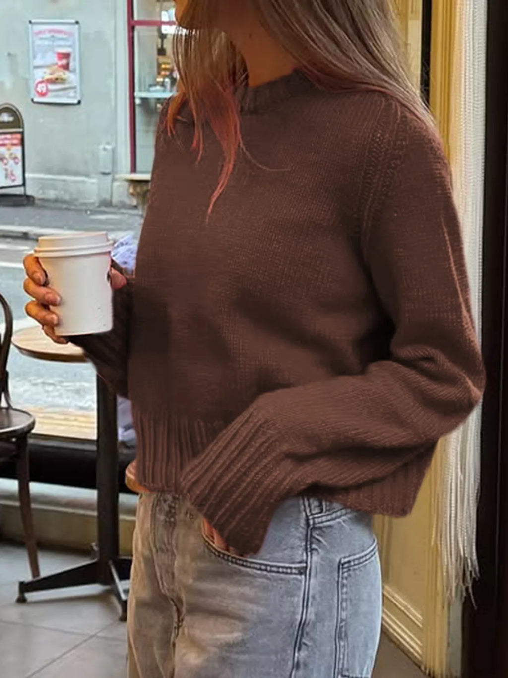 Ribbed Round Neck Sweater