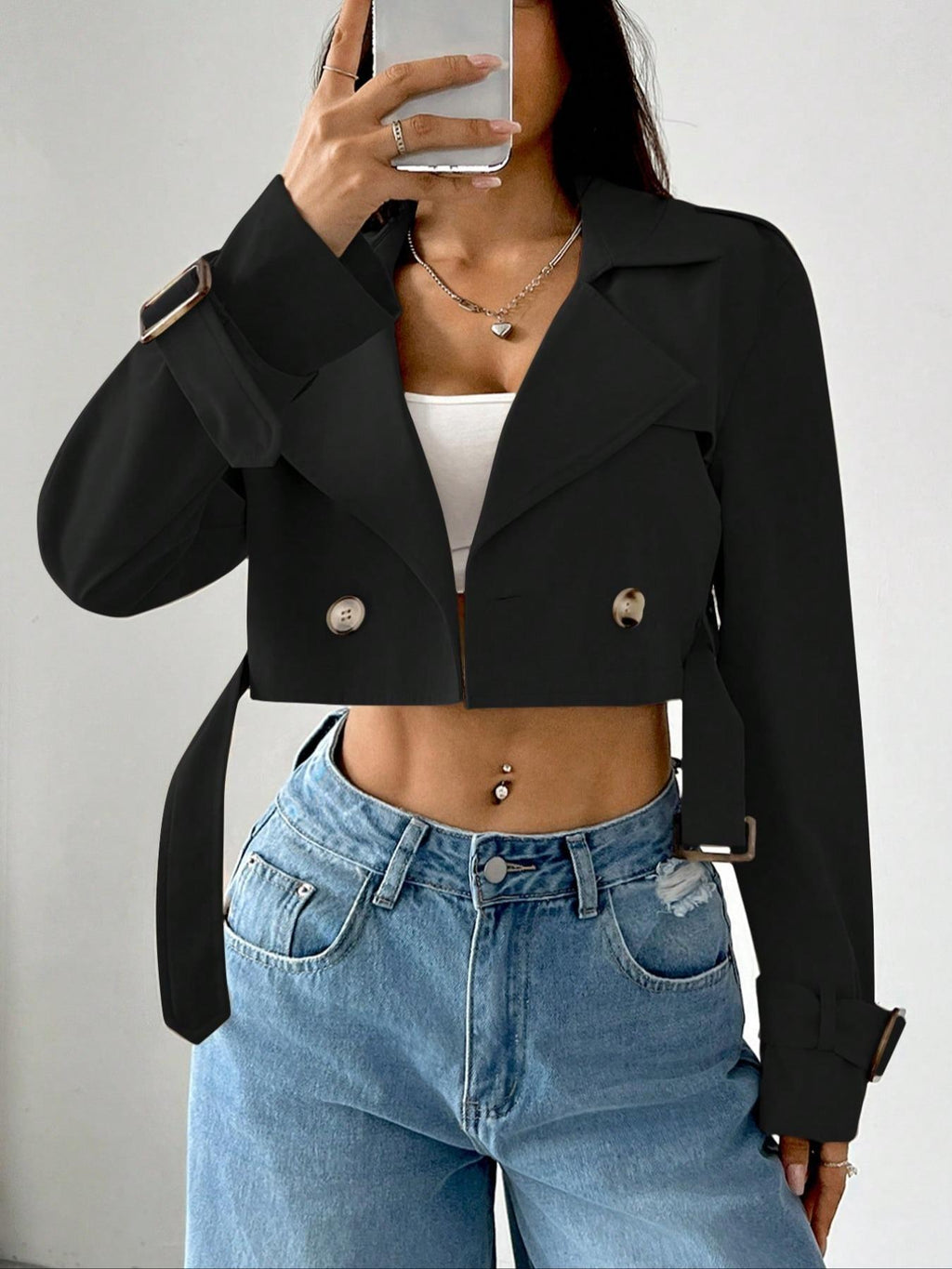 Double-Breasted Cropped Outerwear