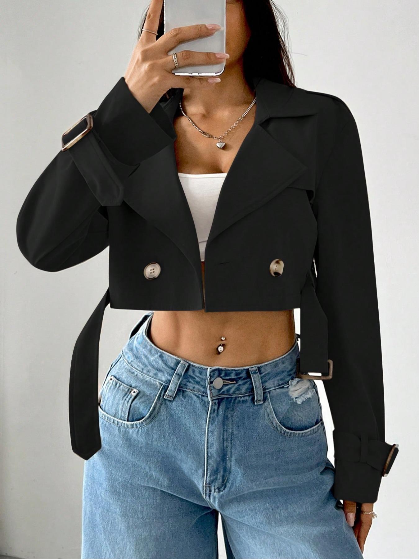 Double-Breasted Cropped Outerwear