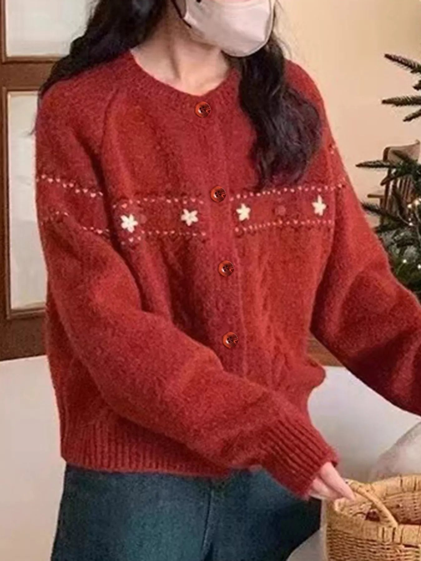 Cable Knit Button Up Cardigan