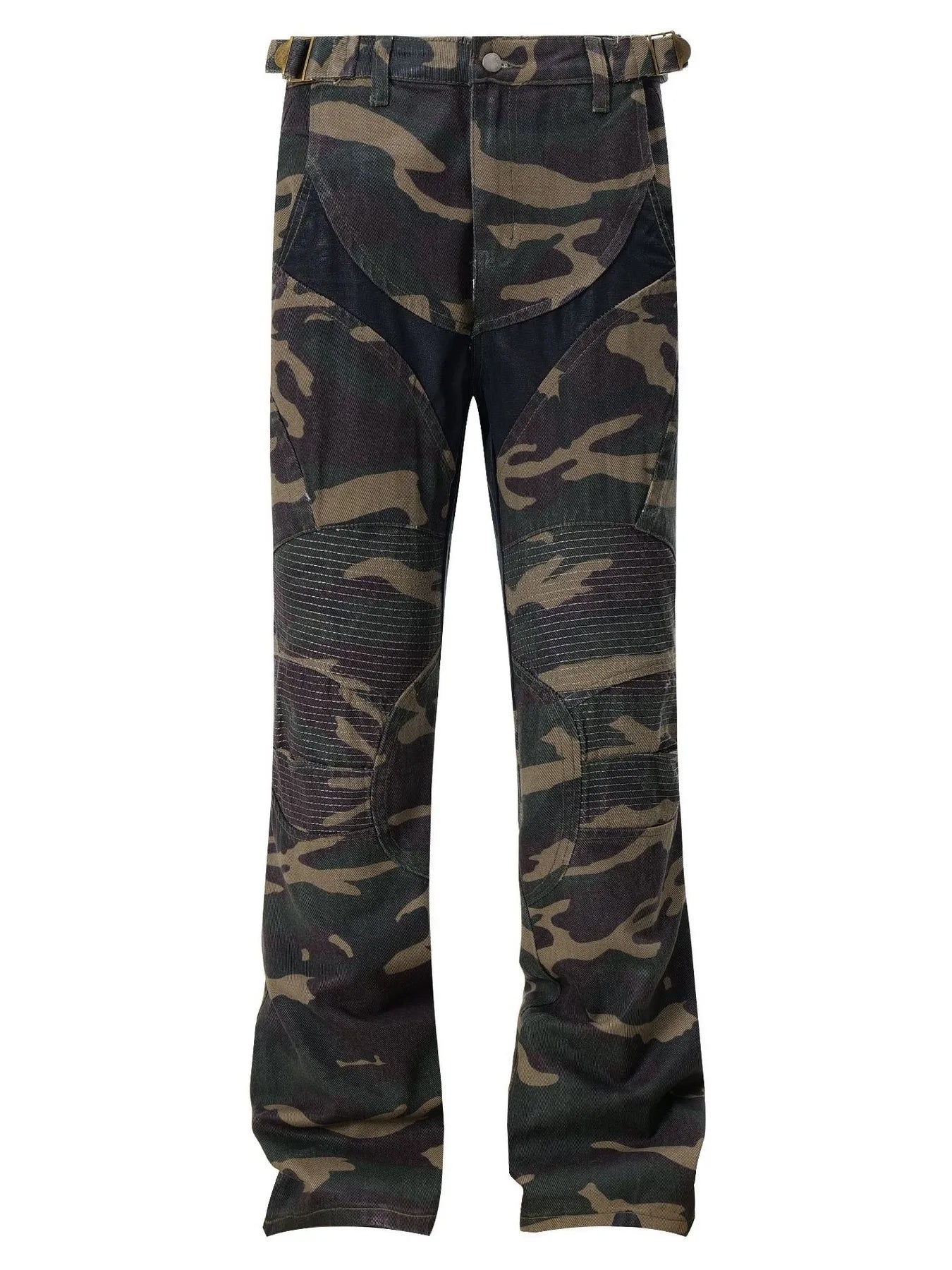 Men's Camouflage Bootcut Jeans with Seam Detail