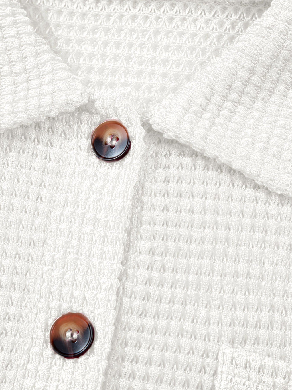 Waffle Knit Button Detail Top