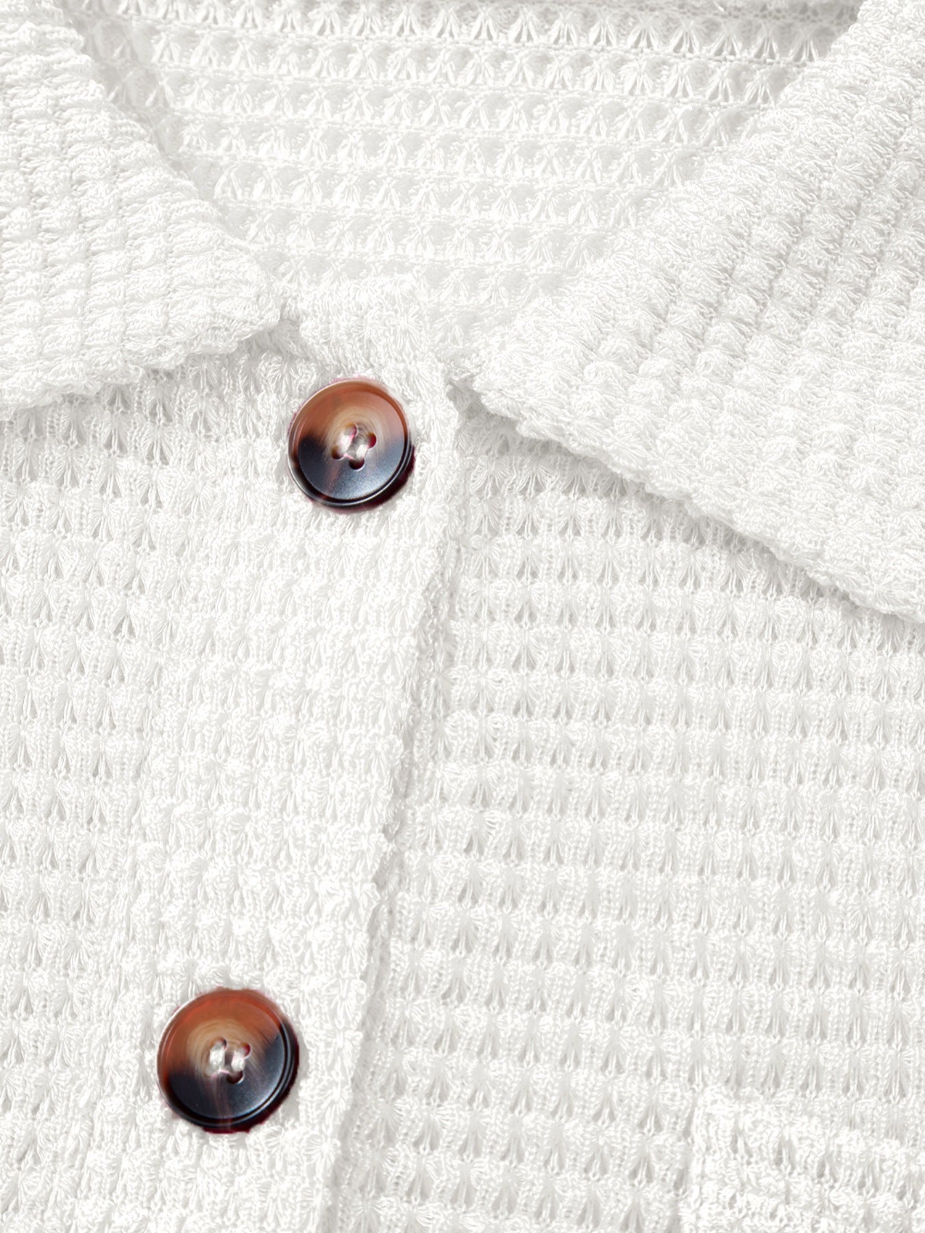 Waffle Knit Button Detail Top