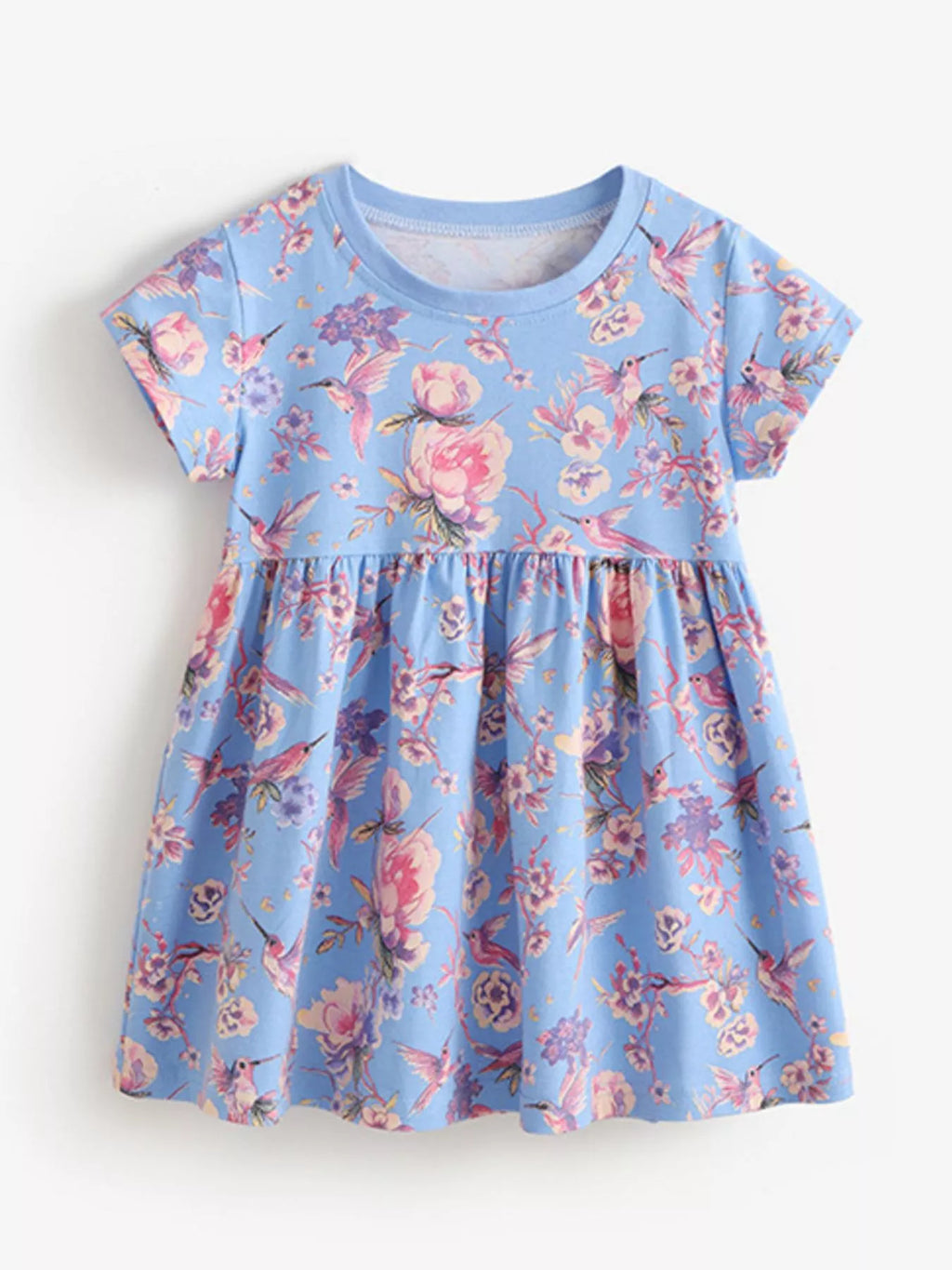 Children's Floral Print Short Sleeve Casual Dress