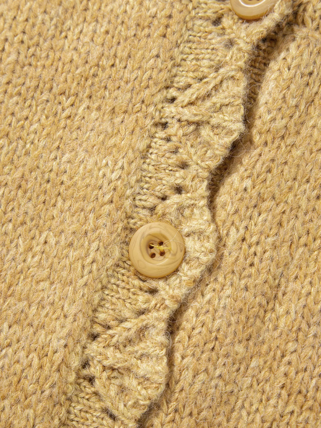 Lantern Sleeve Scallop V Neck Buttoned Front Cardigan
