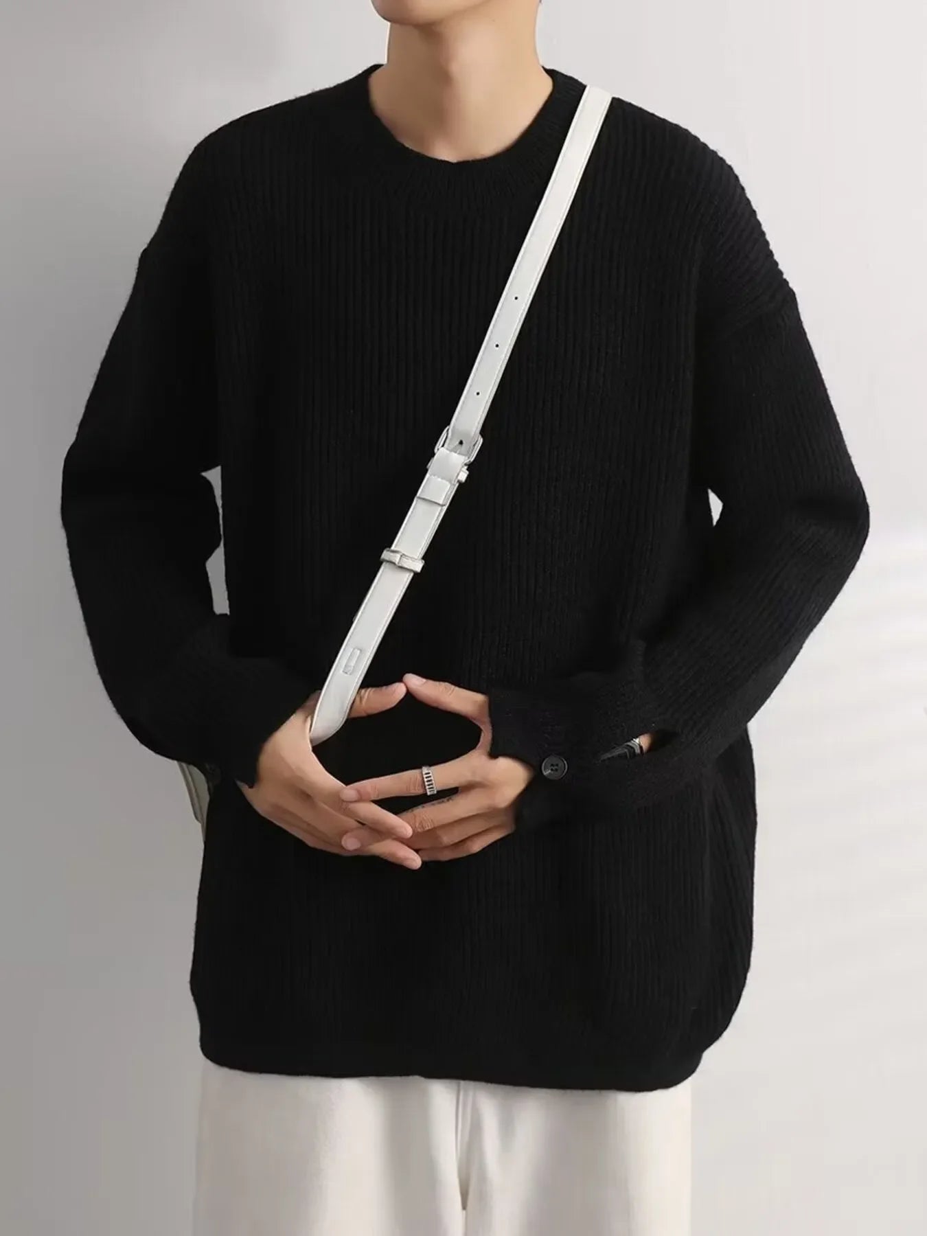 Men's Oversized Ribbed Long Sleeve Sweater