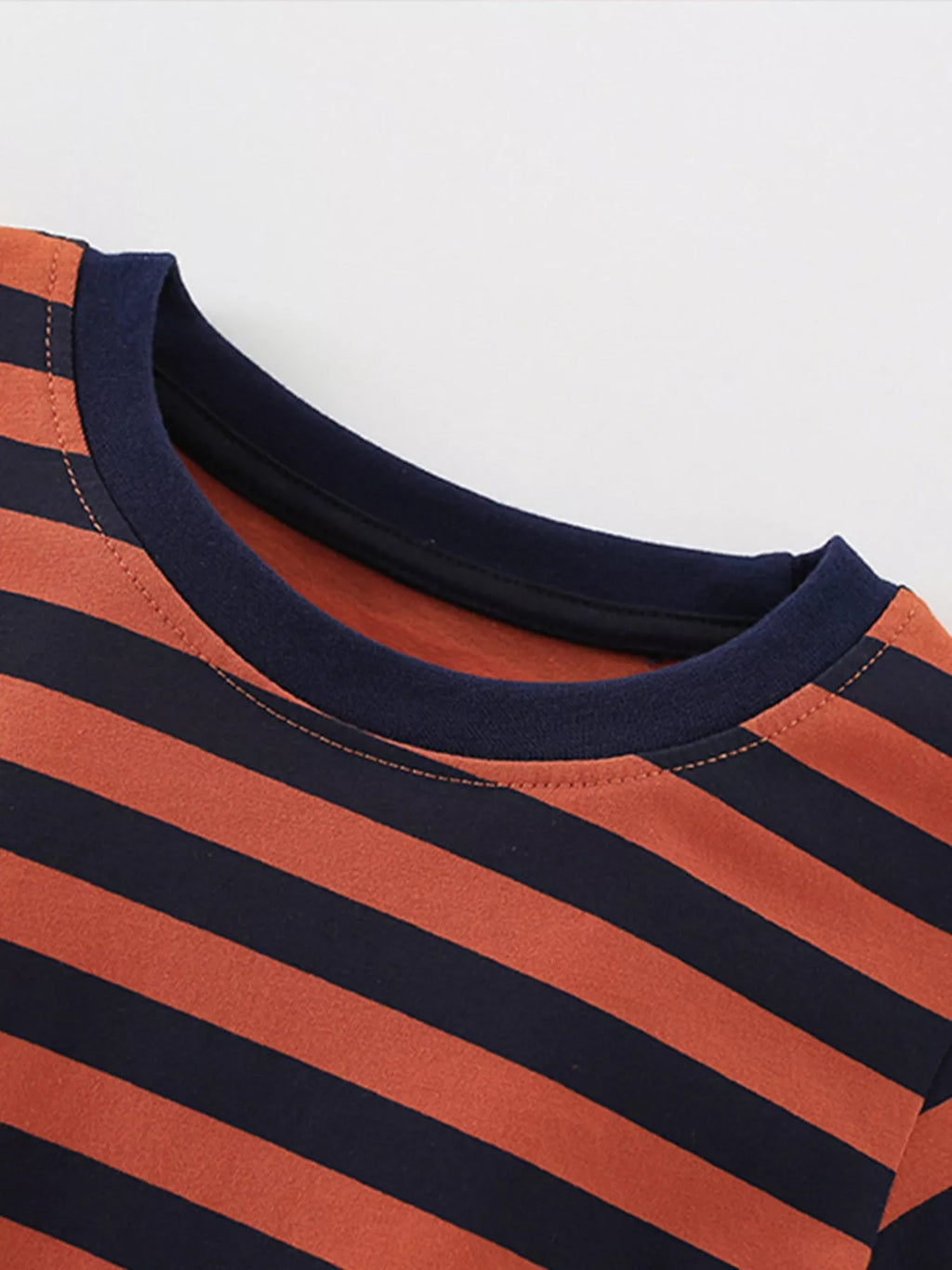 Children's Striped Round Neck Top and Shorts Set
