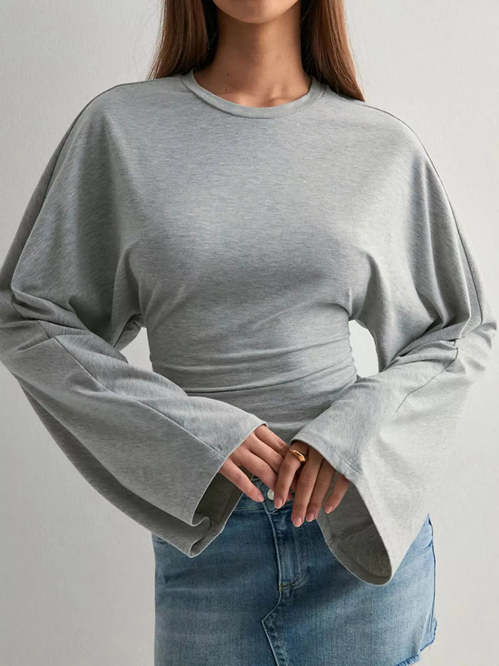 Full Size Long Sleeve Fitted T-Shirt Plus Size