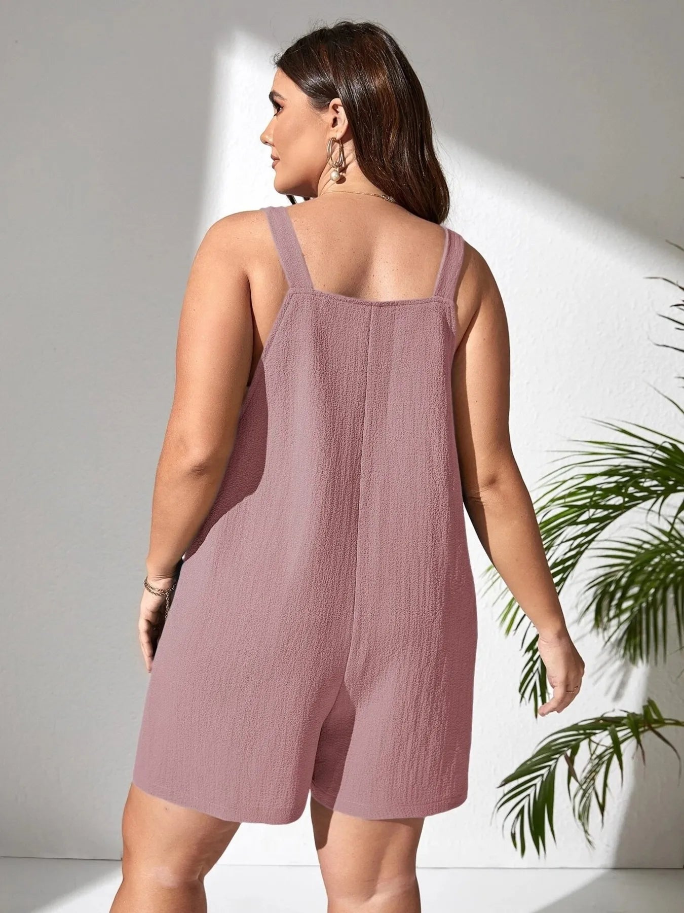 Plus Size Knotted Strap Romper with Pockets