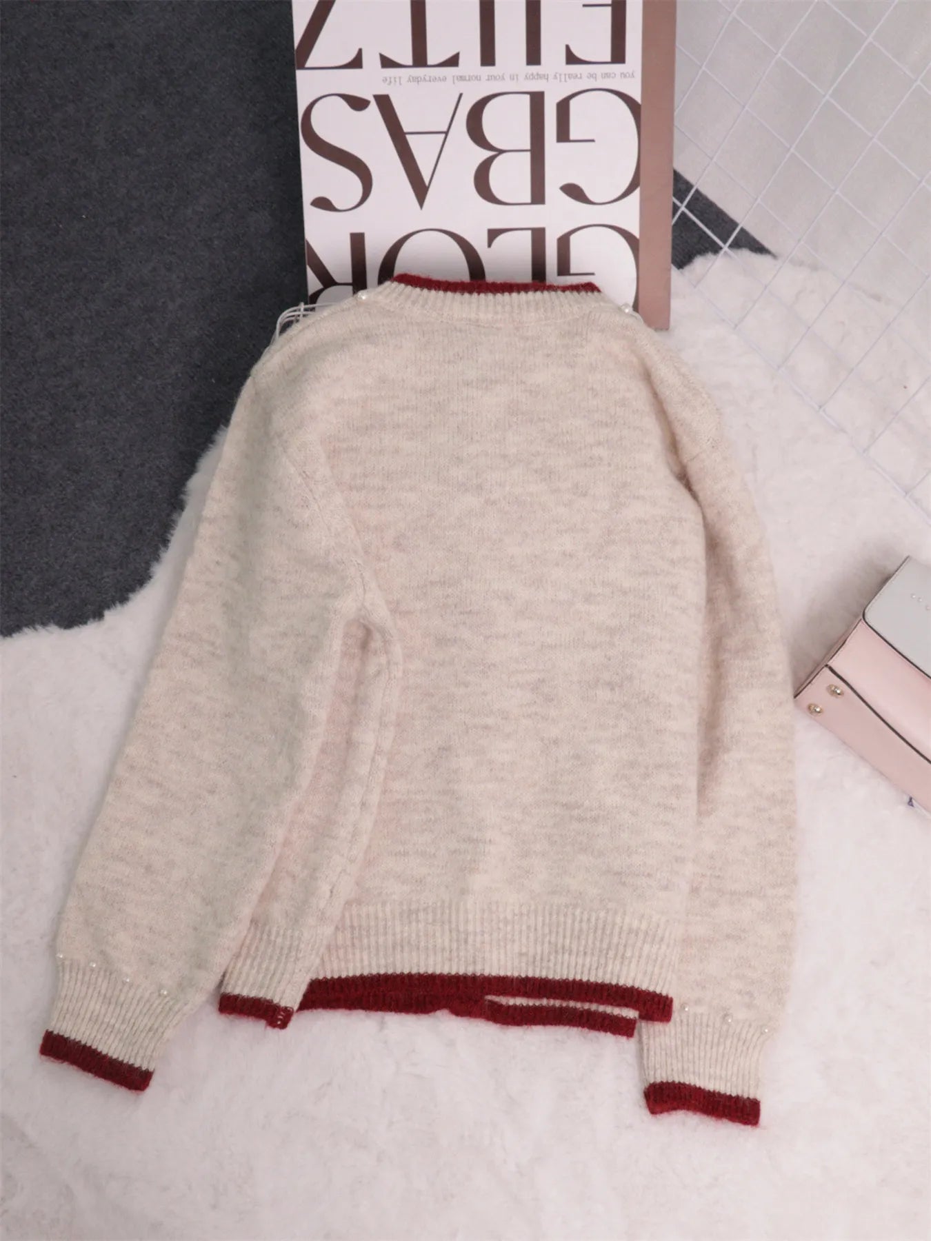 Pearl Embellished Button-Front Cardigan