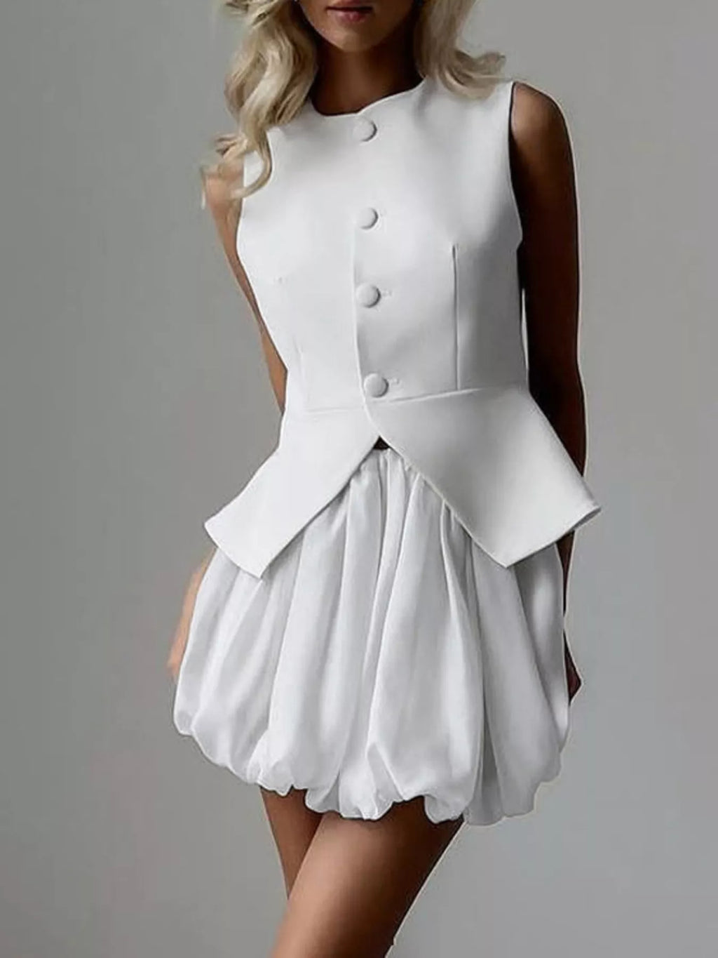 Peplum Vest and Bubble Skirt Set