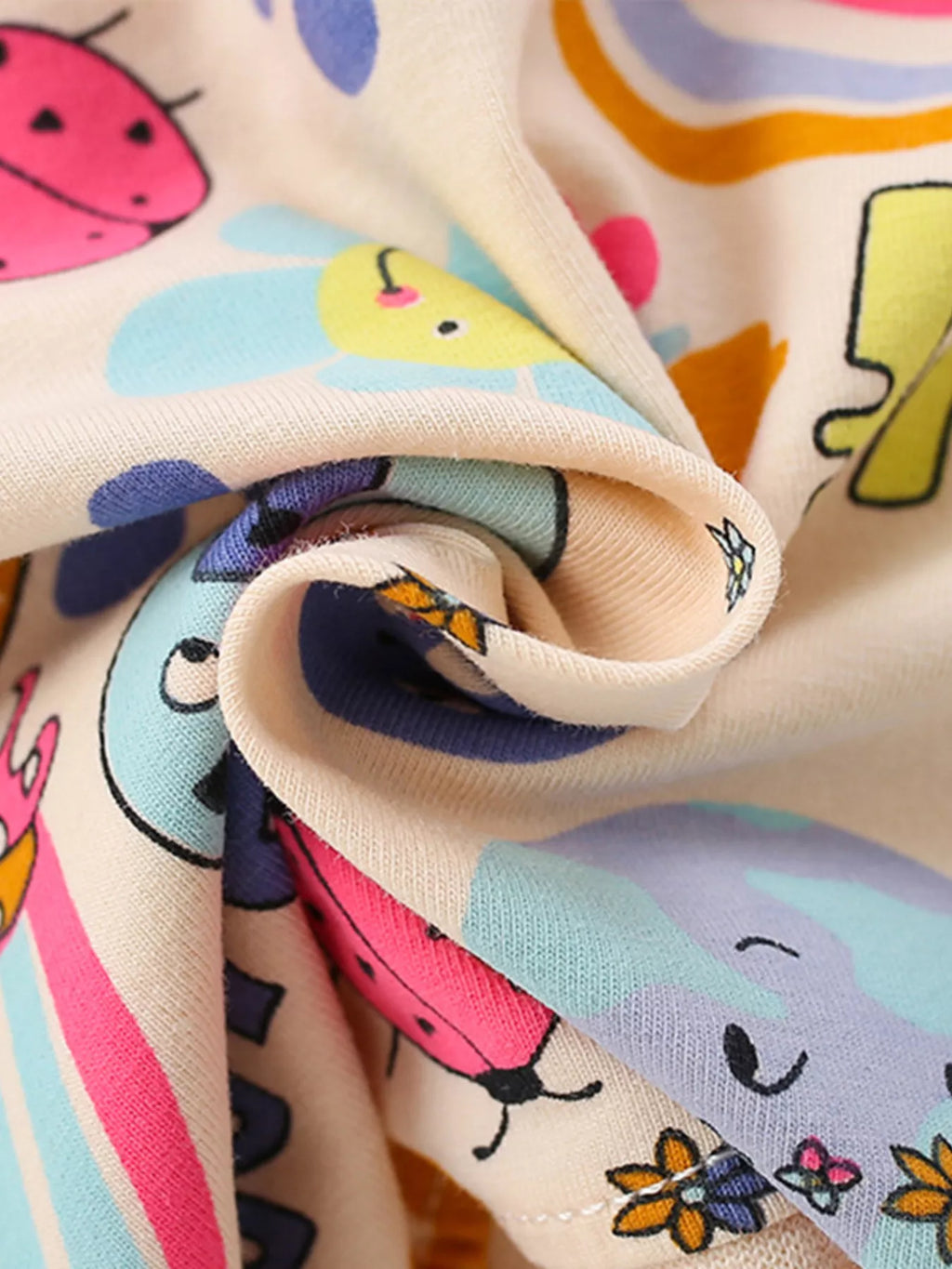 Children's Cartoon Print Short Sleeve Casual Dress