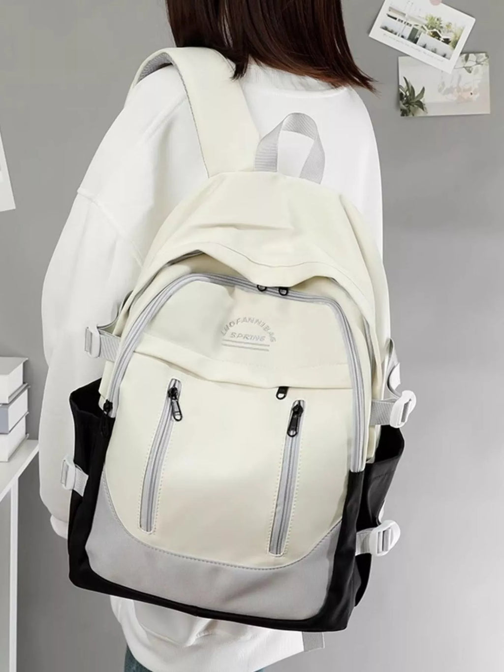 Color Block Lightweight Backpack Bag