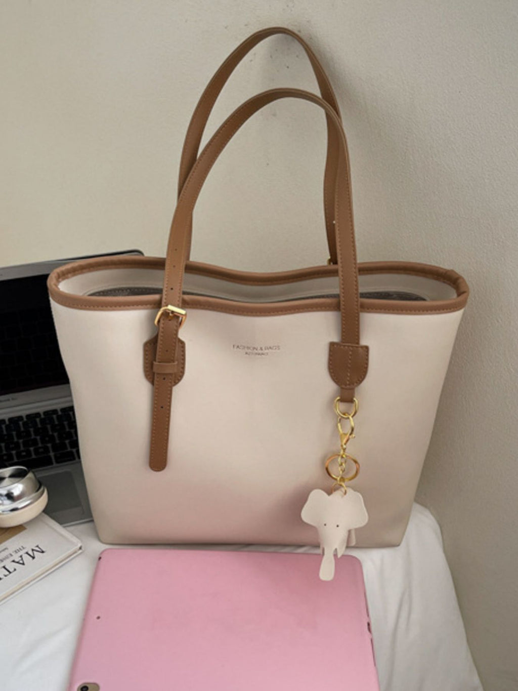 Contrast Leather Shoulder Bag