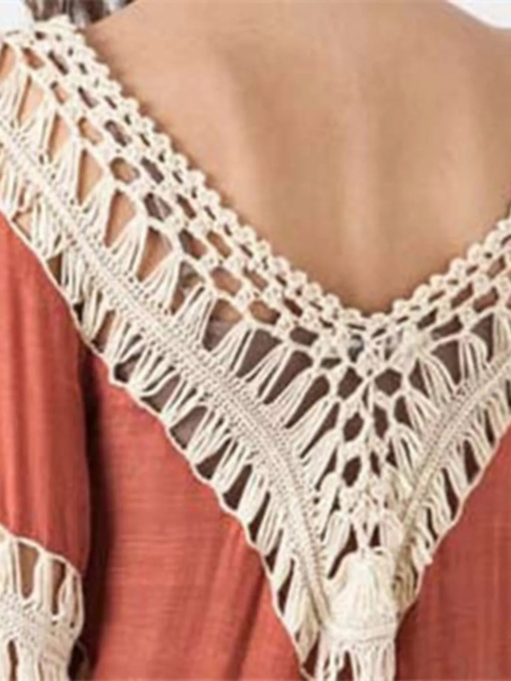 Crochet Trimmed Long Sleeve Cover Up