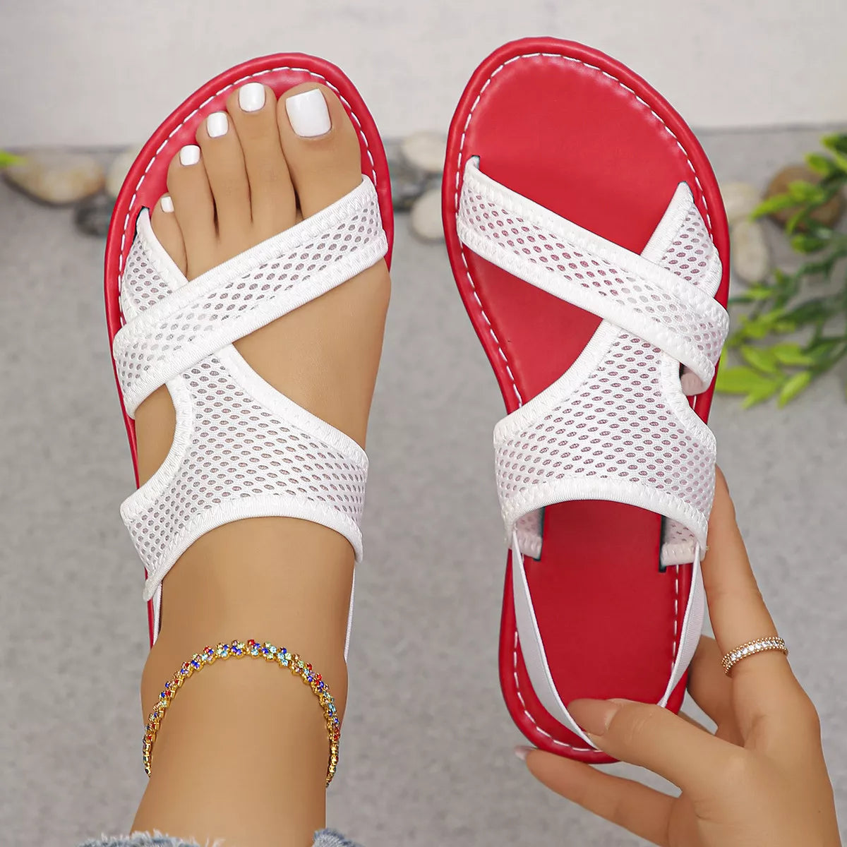 Crisscross Mesh Sandals