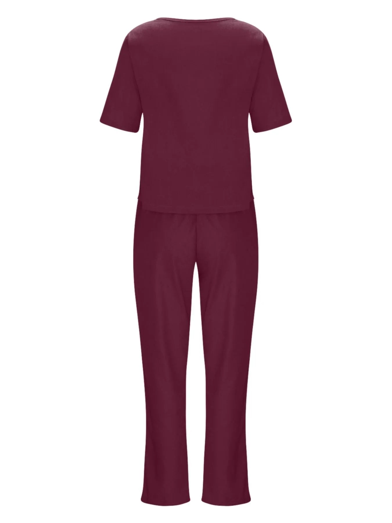 Full Size Round Neck Short Sleeve Top and Pants Set Plus Size