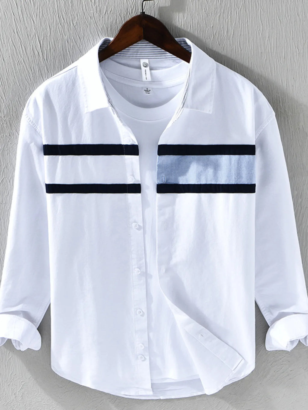 Men's Plus Size Striped Button-Down Shirt