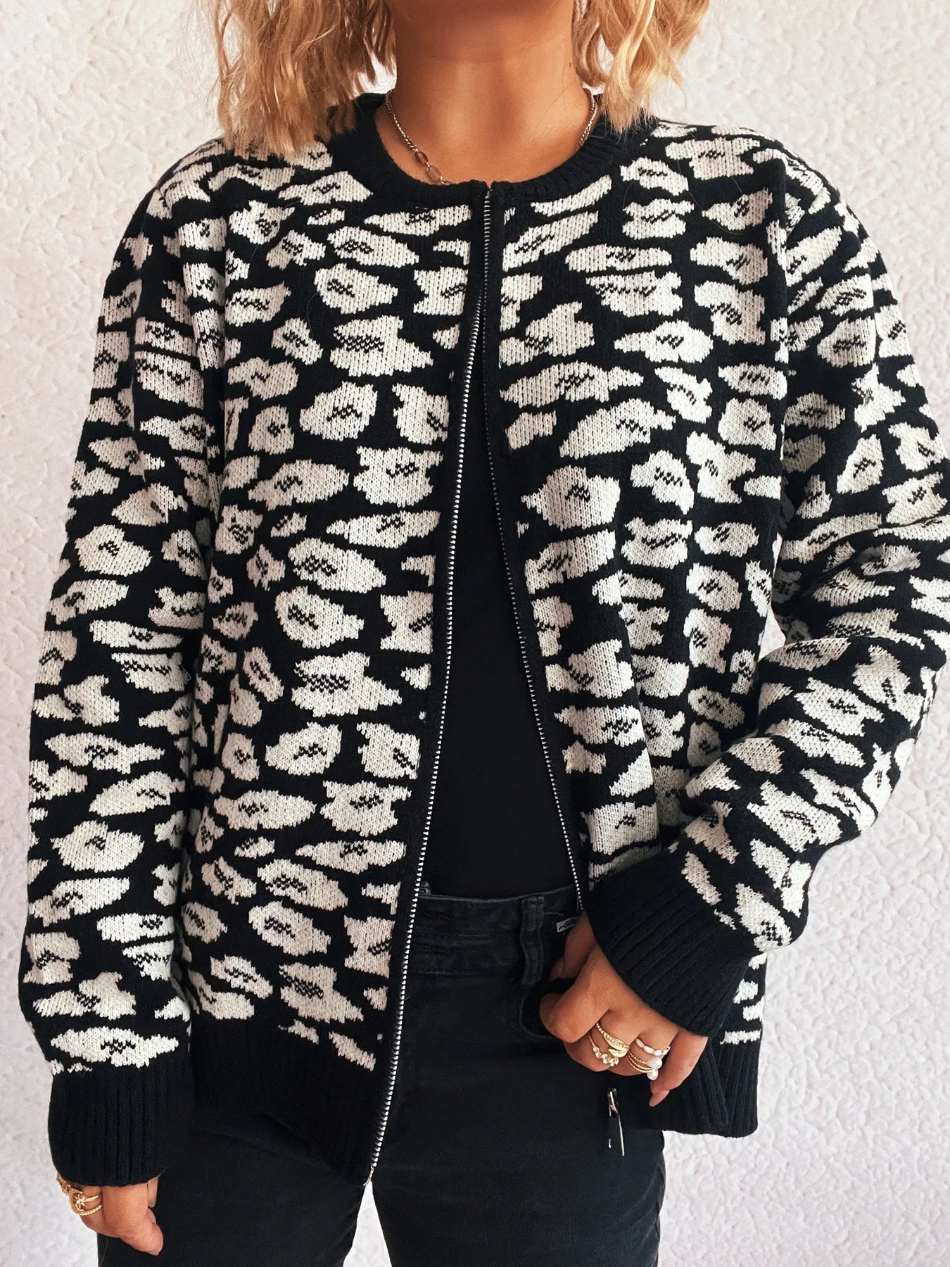 Zip Up Long Sleeve Cardigan