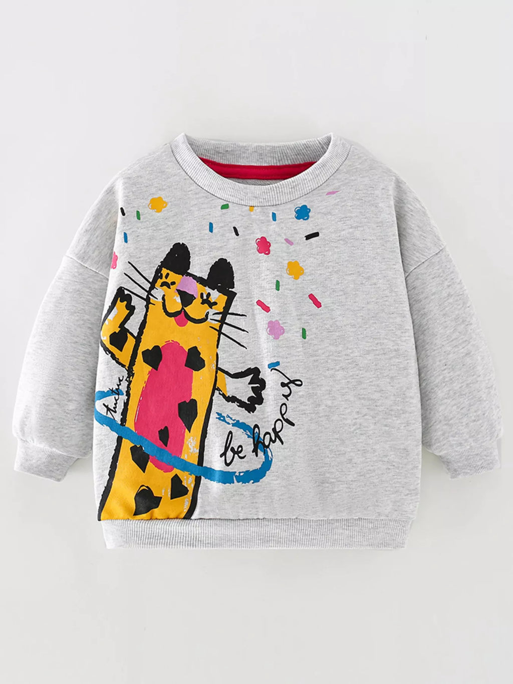 Children's Cartoon Cat Crew Neck Sweatshirt
