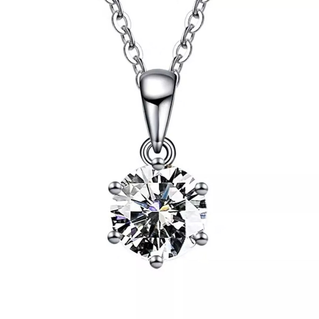 5 Carat Moissanite 925 Sterling Silver Pendant Necklace