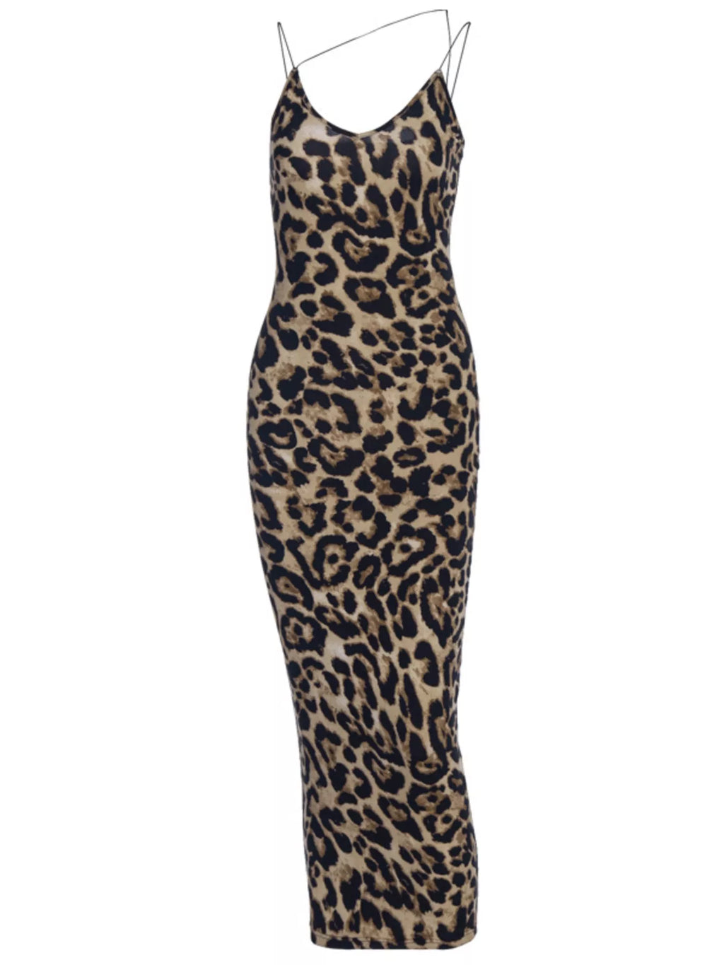 Leopard Print Spaghetti Strap Midi Dress