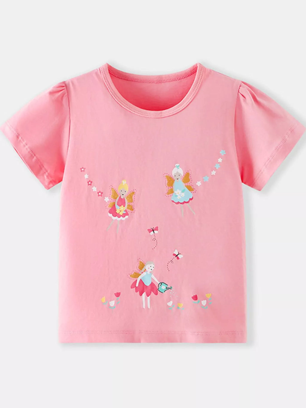 Children's Fairy Print Round Neck T-Shirt
